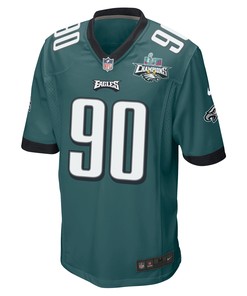 Jordan Davis 90 Philadelphia Eagles Super Bowl LVII Champions 2 Stars Men Game Jersey - Midnight Green