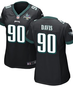 Jordan Davis 90 Philadelphia Eagles Super Bowl LVII Champions 2 Stars Women Game Jersey - Black