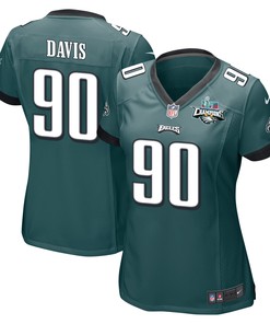 Jordan Davis 90 Philadelphia Eagles Super Bowl LVII Champions 2 Stars Women Game Jersey - Midnight Green