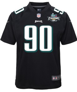 Jordan Davis 90 Philadelphia Eagles Super Bowl LVII Champions 2 Stars Youth Game Jersey - Black