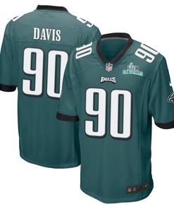 Jordan Davis 90 Philadelphia Eagles Super Bowl LVII Champions Men Game Jersey - Midnight Green