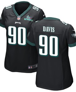 Jordan Davis 90 Philadelphia Eagles Super Bowl LVII Champions Women Game Jersey - Black