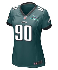 Jordan Davis 90 Philadelphia Eagles Super Bowl LVII Champions Women Game Jersey - Midnight Green