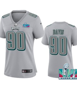 Jordan Davis 90 Philadelphia Eagles Super Bowl LVII Game Jersey - Women Gray