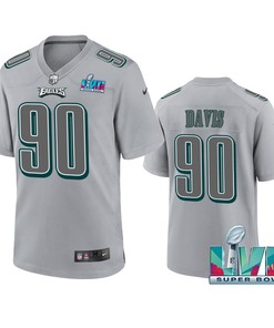 Jordan Davis 90 Philadelphia Eagles Super Bowl LVII Patch Atmosphere Fashion Game Jersey - Gray