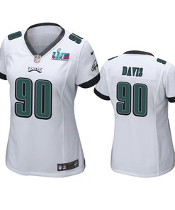 Jordan Davis 90 Philadelphia Eagles Super Bowl LVII White Game Jersey - Women