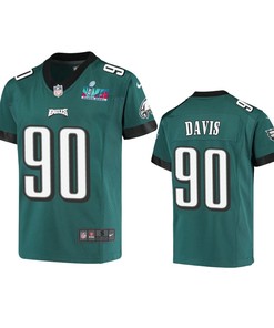 Jordan Davis 90 Philadelphia Eagles Youth Super Bowl LVII Game Jersey - Green