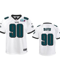 Jordan Davis 90 Philadelphia Eagles Youth Super Bowl LVII Game Jersey - White