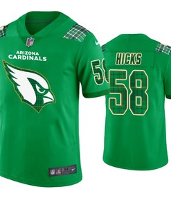 Jordan Hicks Arizona Cardinals #58 Jersey St. Patricks Day Kelly Green - Mens