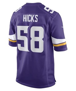 Jordan Hicks Minnesota Vikings Game Player Jersey - Purple