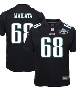 Jordan Mailata 68 Philadelphia Eagles Super Bowl LVII Champions 2 Stars Youth Game Jersey - Black