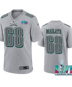 Jordan Mailata 68 Philadelphia Eagles Super Bowl LVII Patch Atmosphere Fashion Game Jersey - Gray