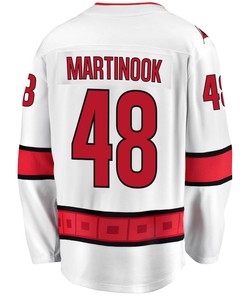 Jordan Martinook 48 Carolina Hurricanes Stanley Cup 2023 Playoffs Patch Away Breakaway Men Jersey - White