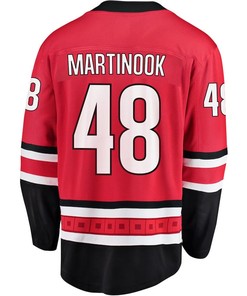 Jordan Martinook 48 Carolina Hurricanes Stanley Cup 2023 Playoffs Patch Home Breakaway Men Jersey - Red