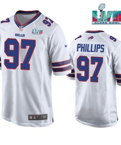 Jordan Phillips 97 Buffalo Bills Super Bowl LVII Away Player Men Jersey - White Jersey