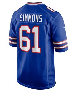 Jordan Simmons 61 Buffalo Bills Game Player Jersey - Royal