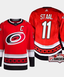 Jordan Staal 11 Carolina Hurricanes Red Jersey 2022-23 Third 25th Anniversary