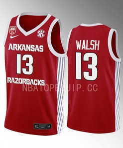 Jordan Walsh 13 Arkansas Razorbacks 2022-23 100 Season Uniform Jersey College Basketball Red