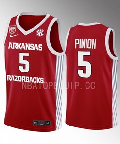 Joseph Pinion 5 Arkansas Razorbacks 100 Season Uniform Jersey 2022-23 College Basketball Red