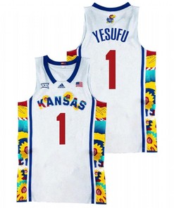 Joseph Yesufu 1 Kansas Jayhawks 2022 Sunflower Showdown Basketball Men Jersey - White