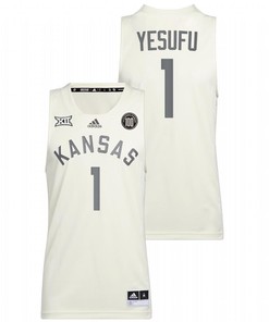 Joseph Yesufu 1 White Kansas Jayhawks 2022 College Basketball Reverse Retro Jersey