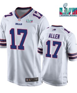 Josh Allen 17 Buffalo Bills Super Bowl LVII Away Player Men Jersey - White Jersey