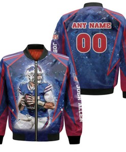 Josh Allen 17 Buffalo Bills The Great Player Galaxy Blue Custom Name Number Gift For Bills Fans Bomber Jacket