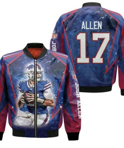 Josh Allen 17 Buffalo Bills The Great Player Galaxy Blue Gift For Bills Fans Bomber Jacket