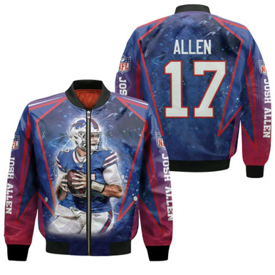 Josh Allen 17 Buffalo Bills The Great Player Galaxy Blue Gift For Bills Fans Bomber Jacket