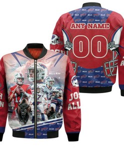 Josh Allen 17 Legendary Captain Buffalo Bills Logo Team Red Custom Name Number Gift For Bills Fans Bomber Jacket
