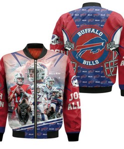 Josh Allen 17 Legendary Captain Buffalo Bills Logo Team Red Gift For Bills Fans Bomber Jacket