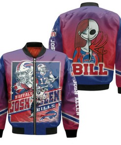 Josh Allen 17 MVP Champions Jack Skellington Sally Buffalo Bills Gift For Bills Fans Bomber Jacket