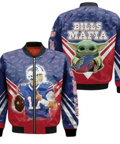 Josh Allen 17 Painting Version Buffalo Bills Baby Yoda Blue Gift For Bills Fans Bomber Jacket
