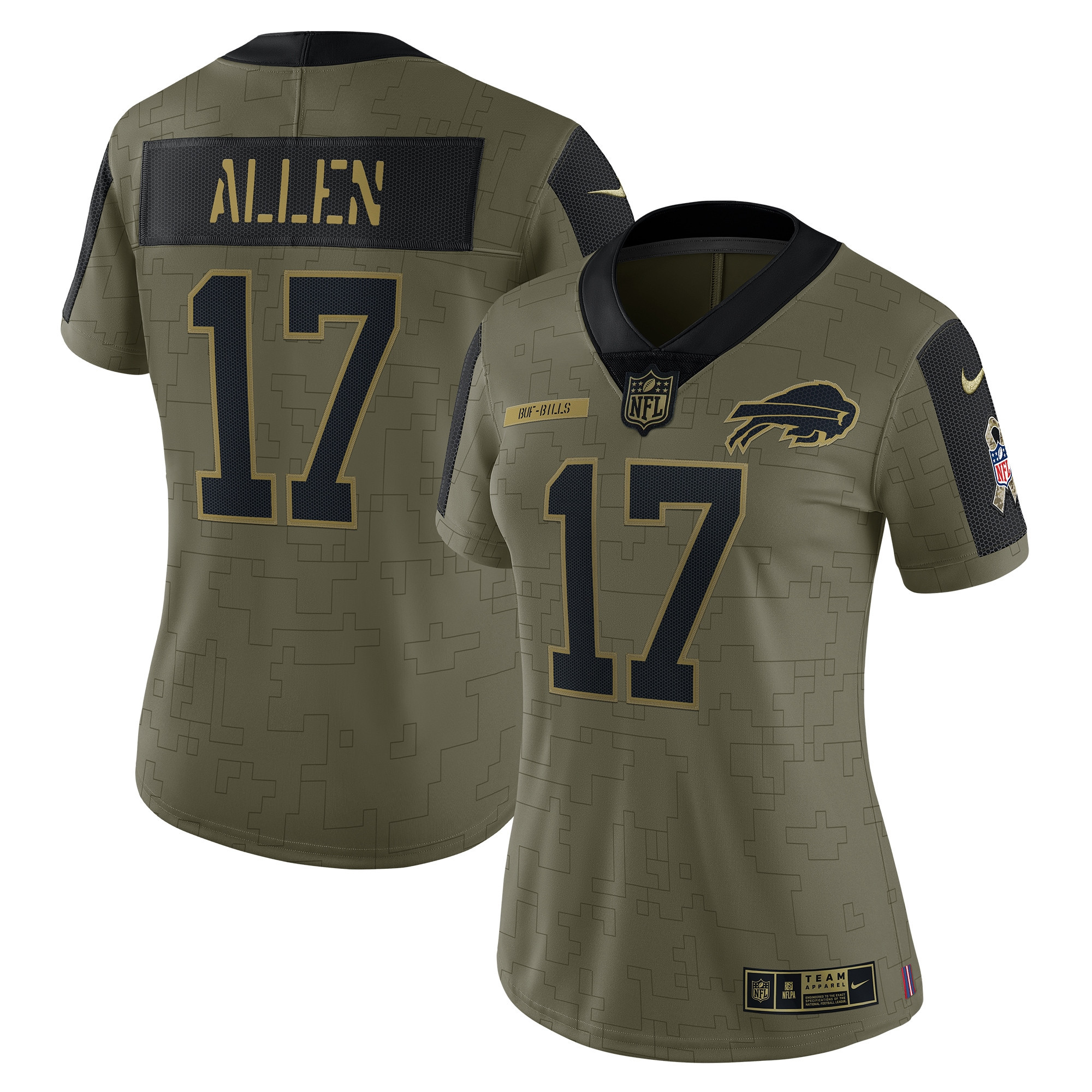 Josh Allen Buffalo Bills Womens 2021 Salute To Service Limited Player Jersey - Olive Nfl