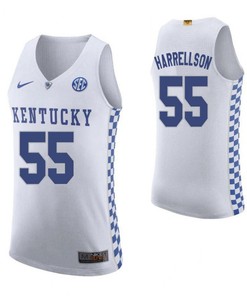 Josh Harrellson 55 Kentucky Wildcats Elite Basketball Road Men Jersey - White