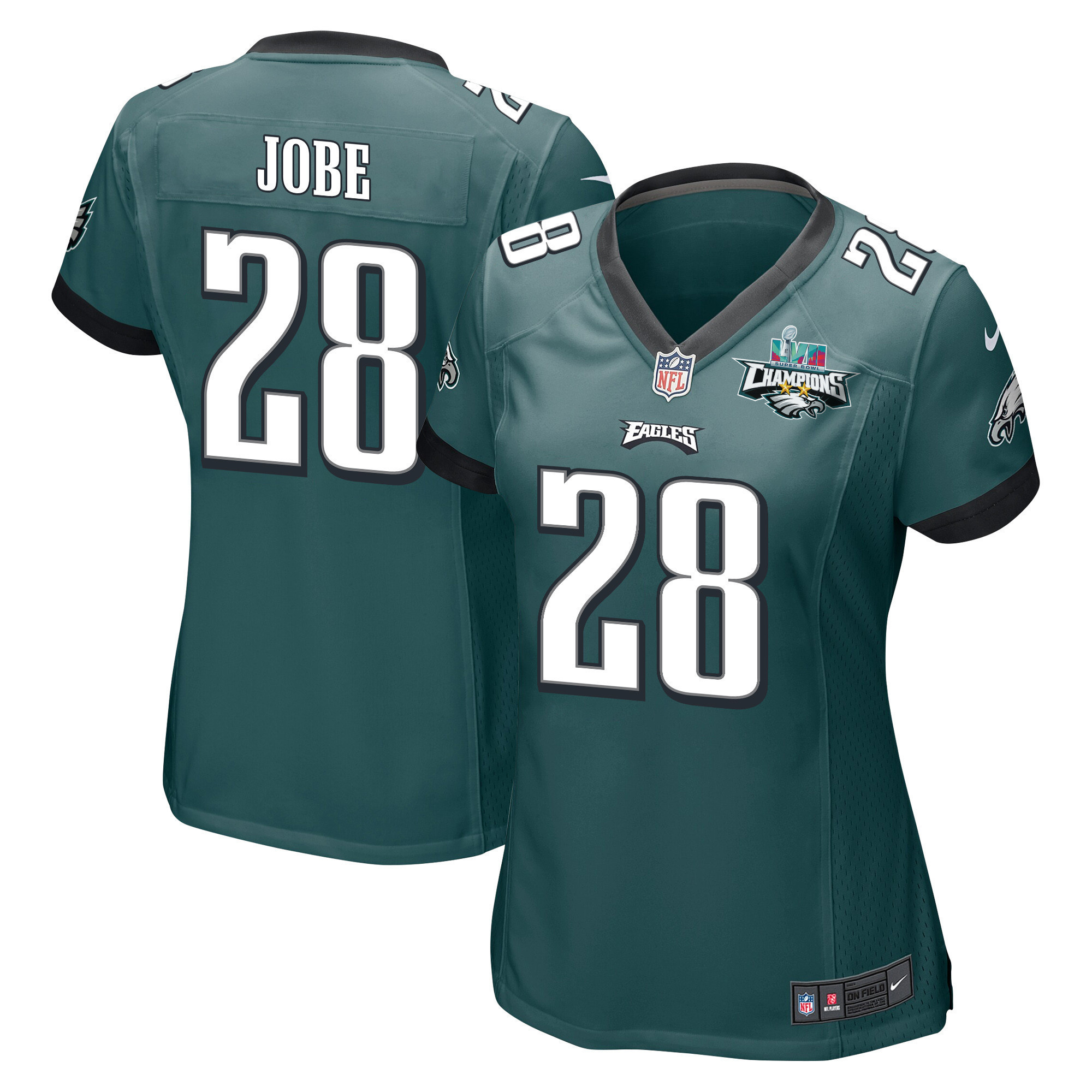 Josh Jobe 28 Philadelphia Eagles Super Bowl LVII Champions 2 Stars Women Game Jersey - Midnight Green