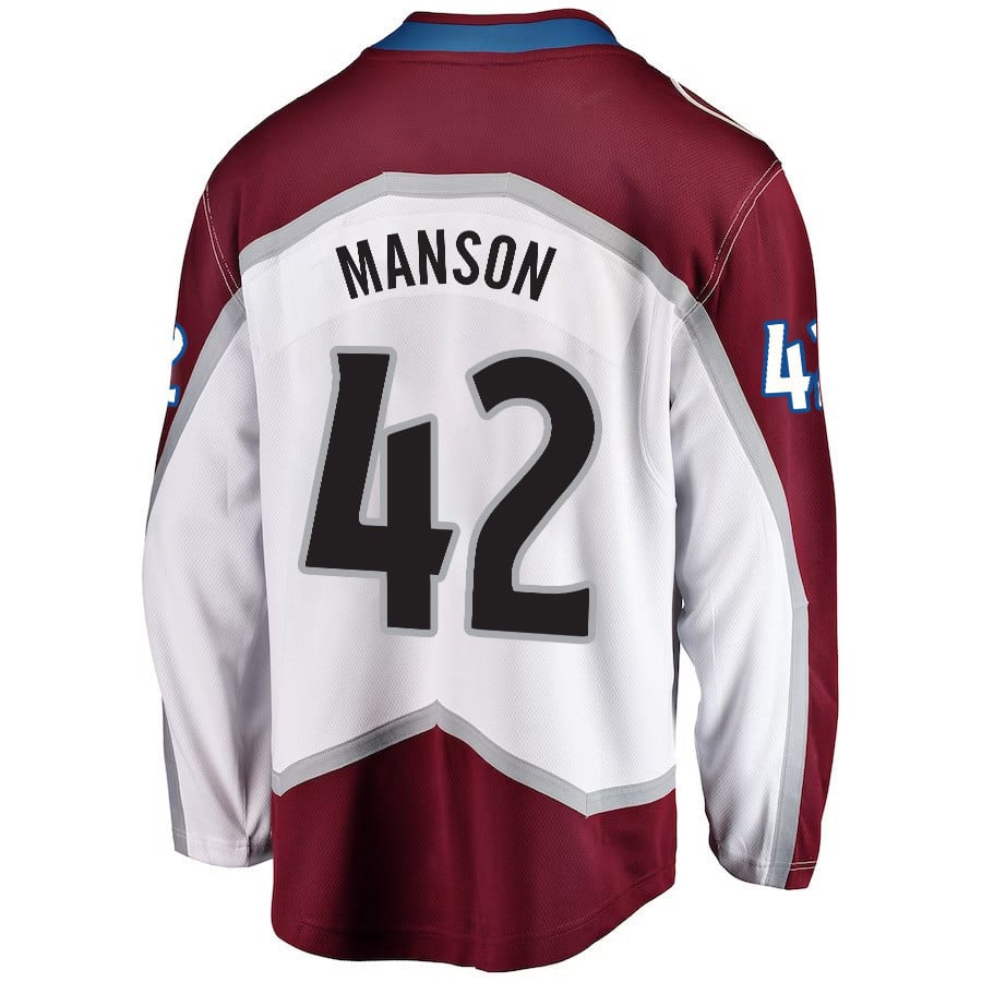 Josh Manson 42 Colorado Avalanche Stanley Cup 2023 Playoffs Patch Away Breakaway Men Jersey - White