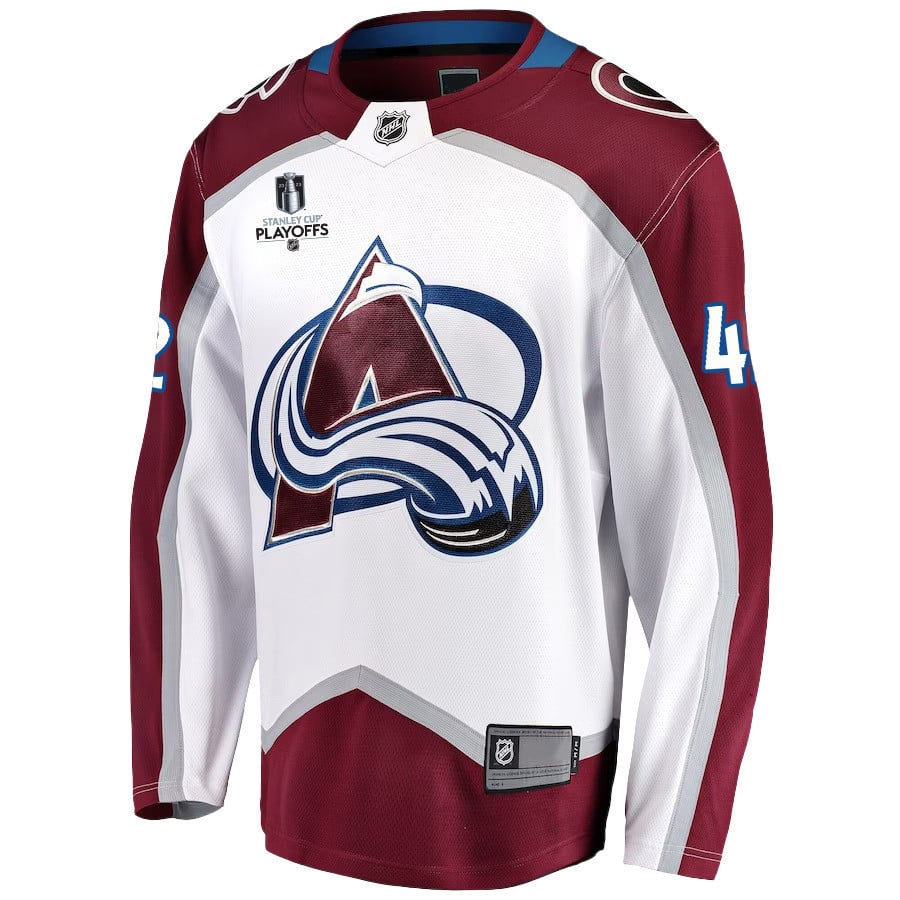 Josh Manson 42 Colorado Avalanche Stanley Cup 2023 Playoffs Patch Away Breakaway Men Jersey - White