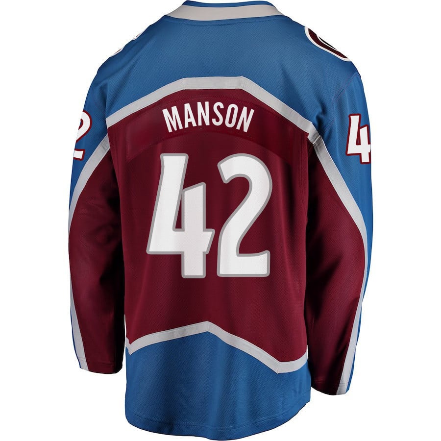 Josh Manson 42 Colorado Avalanche Stanley Cup 2023 Playoffs Patch Home Breakaway Men Jersey - Burgundy