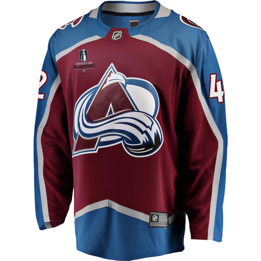 Josh Manson 42 Colorado Avalanche Stanley Cup 2023 Playoffs Patch Home Breakaway Men Jersey - Burgundy