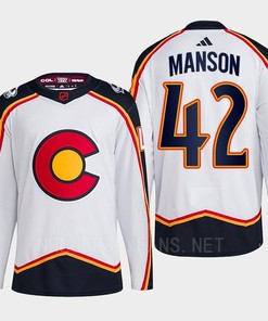 Josh Manson 42 Reverse Retro 2.0 2022 Colorado Avalanche White Jersey Primegreen