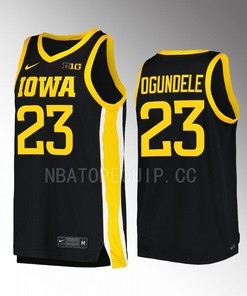 Josh Ogundele 23 Iowa Hawkeyes Uniform Jersey 2022-23 College Basketball Black