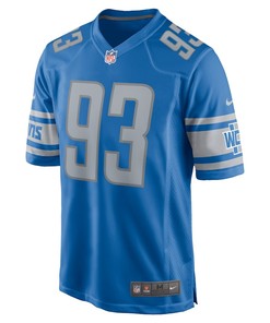 Josh Paschal 93 Detroit Lions Player Game Jersey - Blue