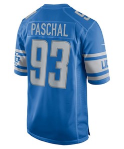 Josh Paschal 93 Detroit Lions Player Game Jersey - Blue