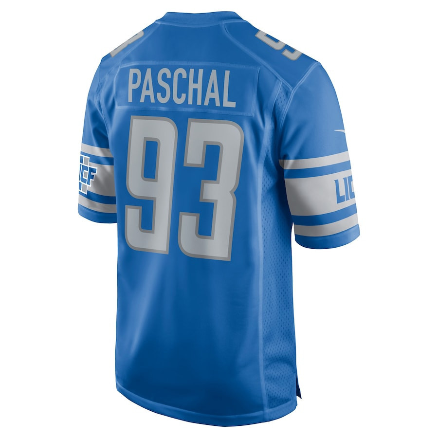 Josh Paschal 93 Detroit Lions Player Game Jersey - Blue