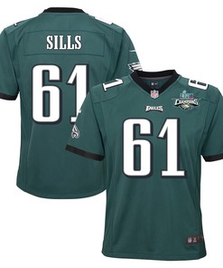 Josh Sills 61 Philadelphia Eagles Super Bowl LVII Champions 2 Stars 2 Stars Youth Game Jersey - Black
