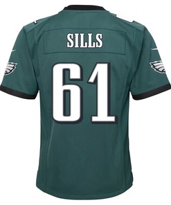 Josh Sills 61 Philadelphia Eagles Super Bowl LVII Champions 2 Stars 2 Stars Youth Game Jersey - Black