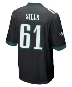 Josh Sills 61 Philadelphia Eagles Super Bowl LVII Champions 2 Stars Men Game Jersey - Black