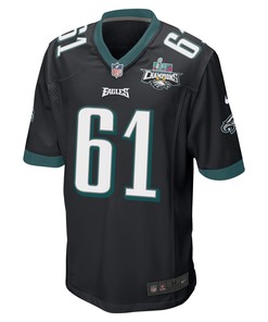Josh Sills 61 Philadelphia Eagles Super Bowl LVII Champions 2 Stars Men Game Jersey - Black