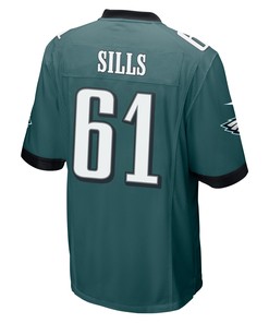 Josh Sills 61 Philadelphia Eagles Super Bowl LVII Champions 2 Stars Men Game Jersey - Midnight Green
